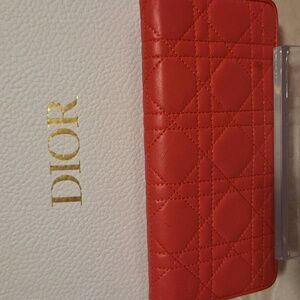 Dior Coral Quilted Wallet‎
